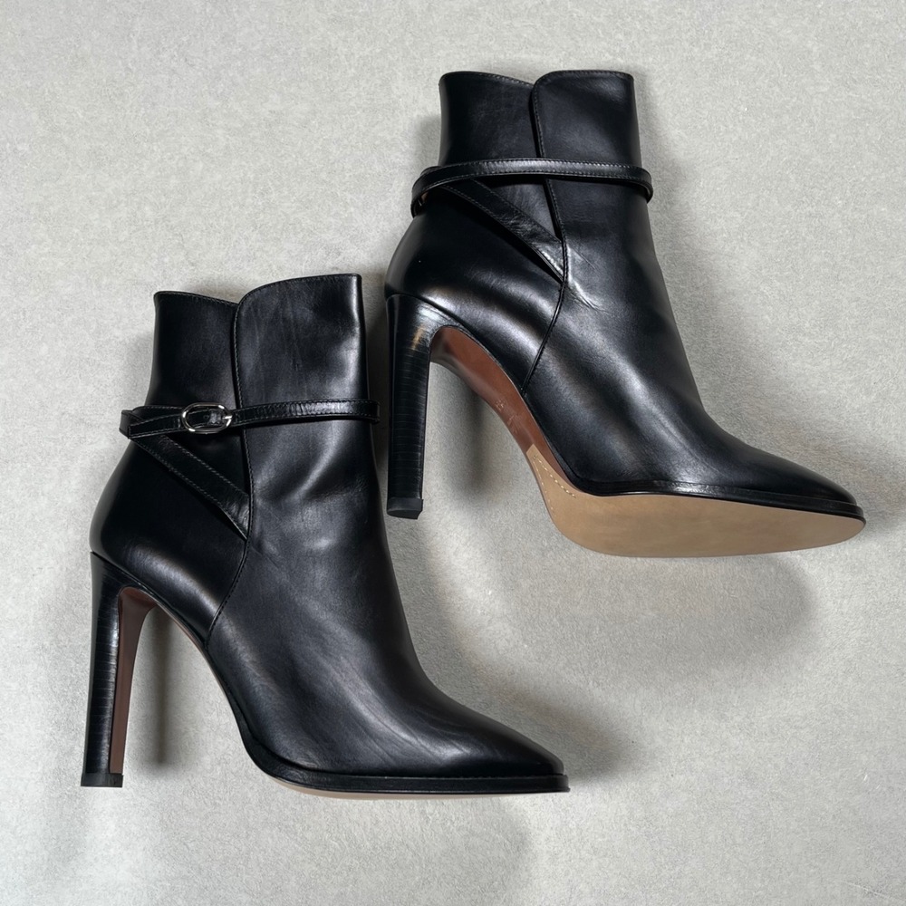 New Ralph Lauren Purple Label Nellie Booties Women 8.5 (EU 38.5) Black Leather - Picture 5 of 14